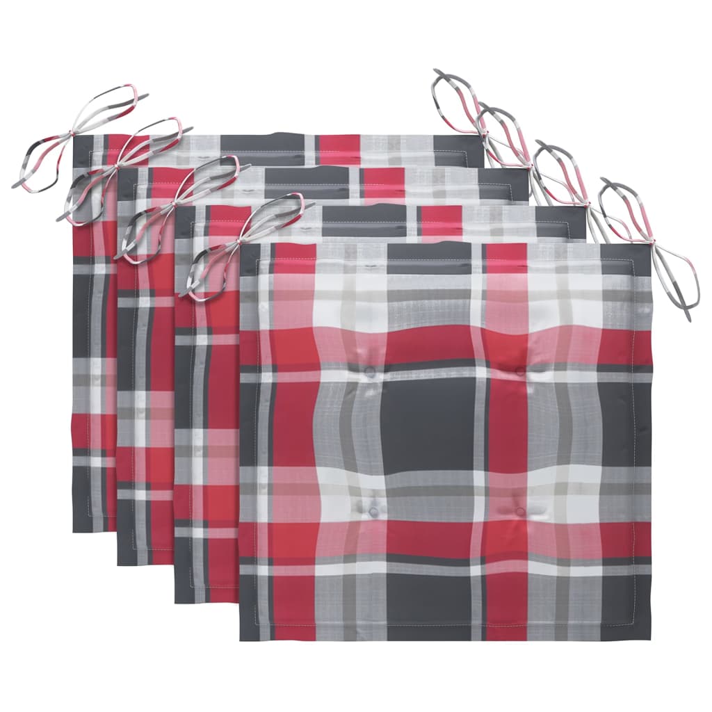 vidaXL Sztaplowane krzesła ogrodowe z poduszkami, 4 szt., tekowe