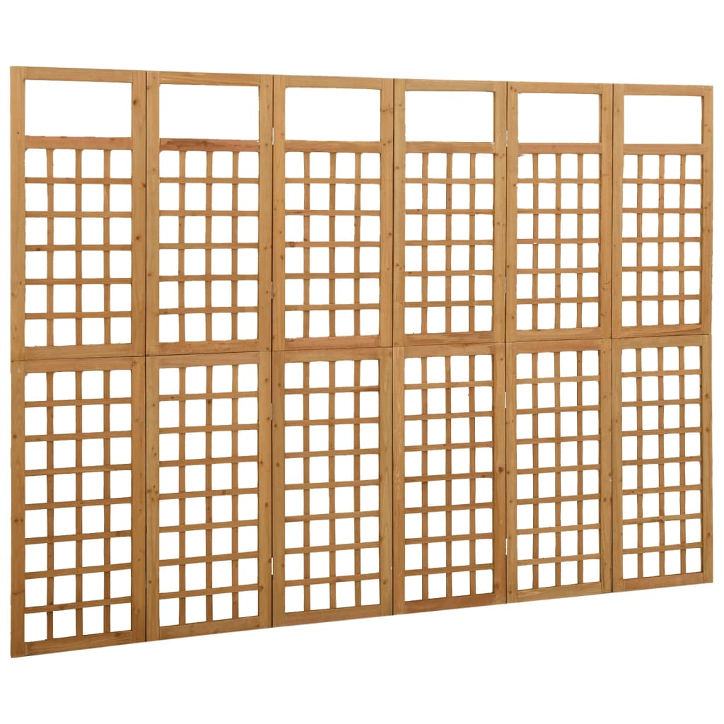 vidaXL Parawan pokojowy 6-panelowy/trejaż, drewno jodłowe, 242,5x180cm