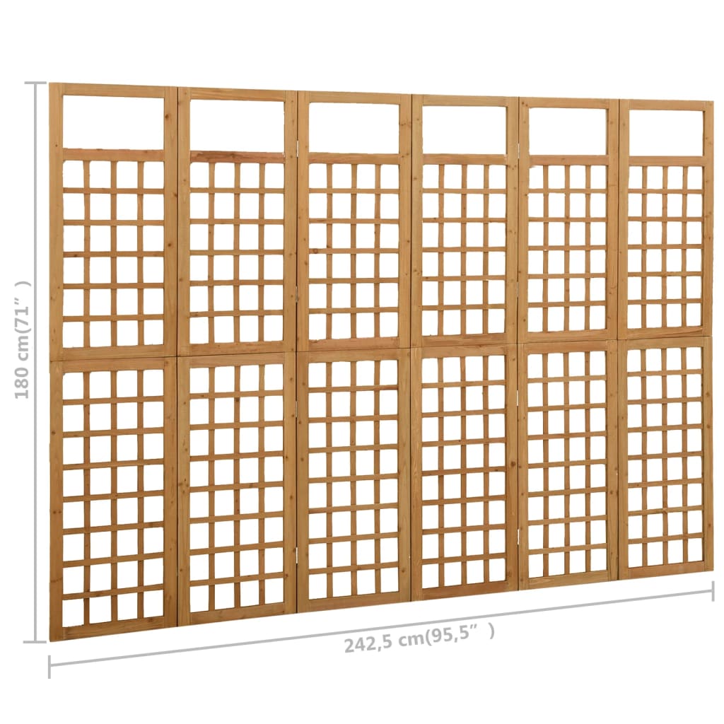 vidaXL Parawan pokojowy 6-panelowy/trejaż, drewno jodłowe, 242,5x180cm