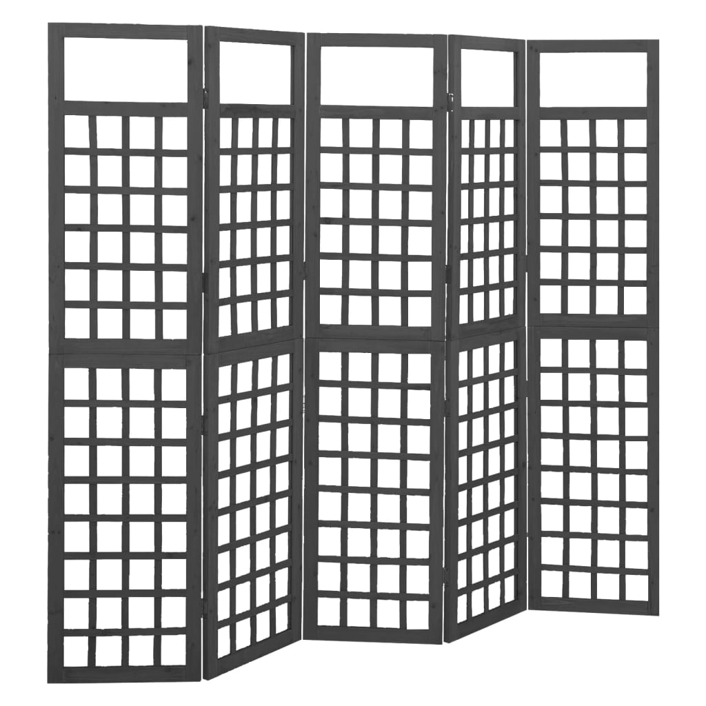 vidaXL Parawan pokojowy 5-panelowy/trejaż, drewno jodłowe, 201,5x180cm