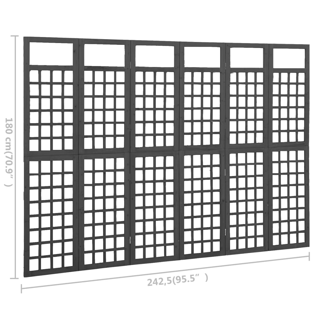 vidaXL Parawan pokojowy 6-panelowy/trejaż, drewno jodłowe, 242,5x180cm