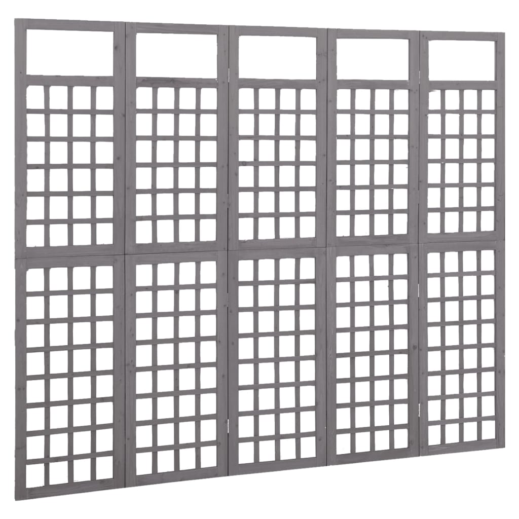 vidaXL Parawan pokojowy 5-panelowy/trejaż, drewno jodłowe, 201,5x180cm