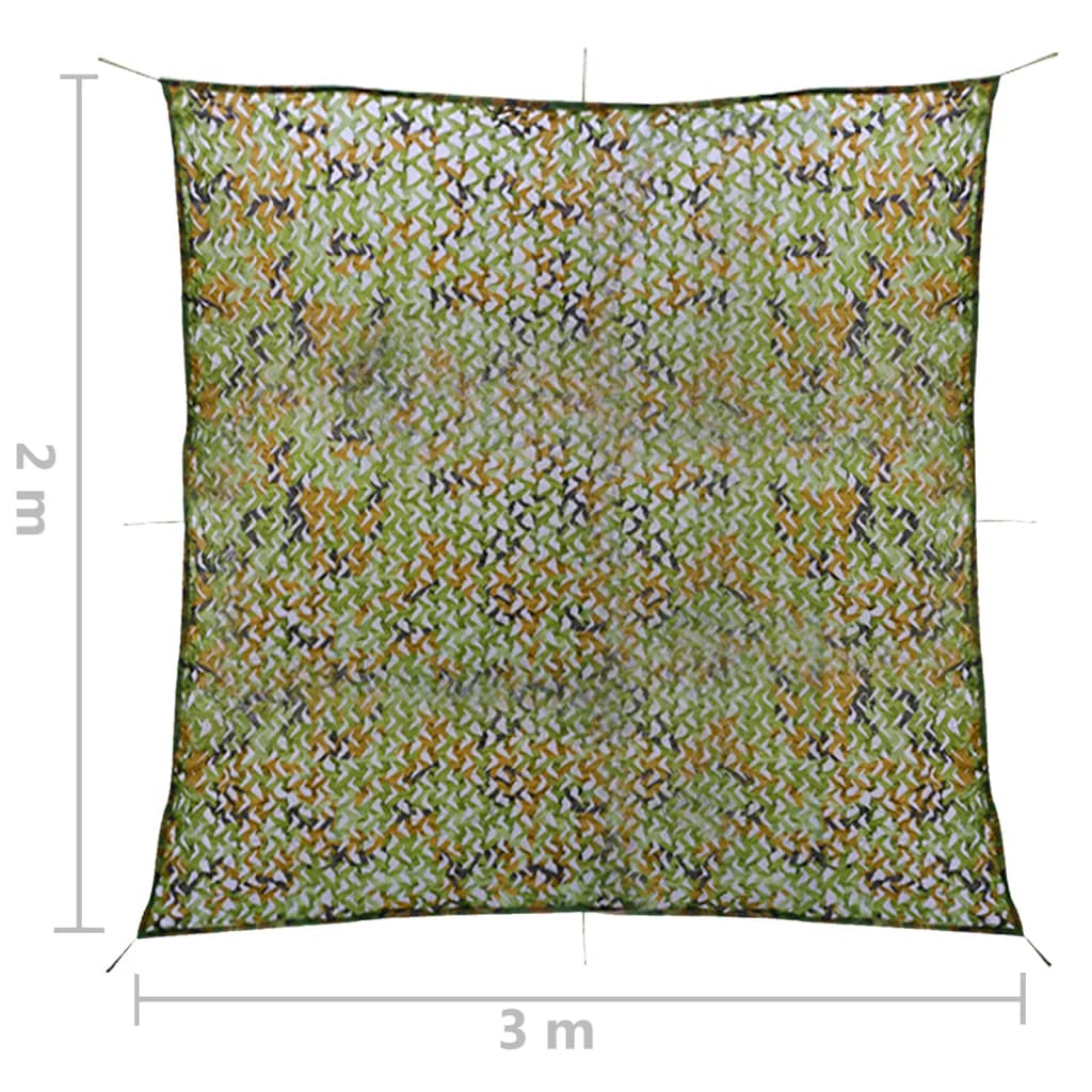 vidaXL Siatka maskująca z torbą do przechowywania, 2x3 m, zielona