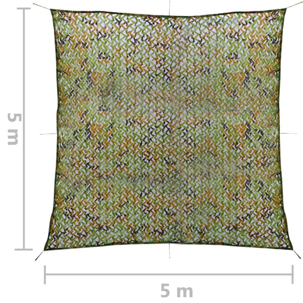 vidaXL Siatka maskująca z torbą do przechowywania, 5x5 m, zielona