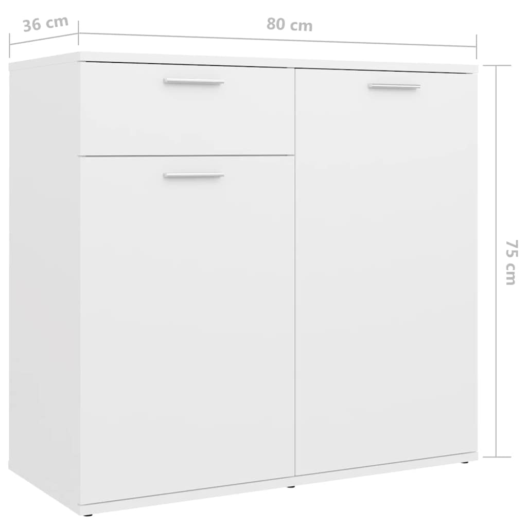 vidaXL Szafka, biała, 160x36x75 cm, materiał drewnopochodny