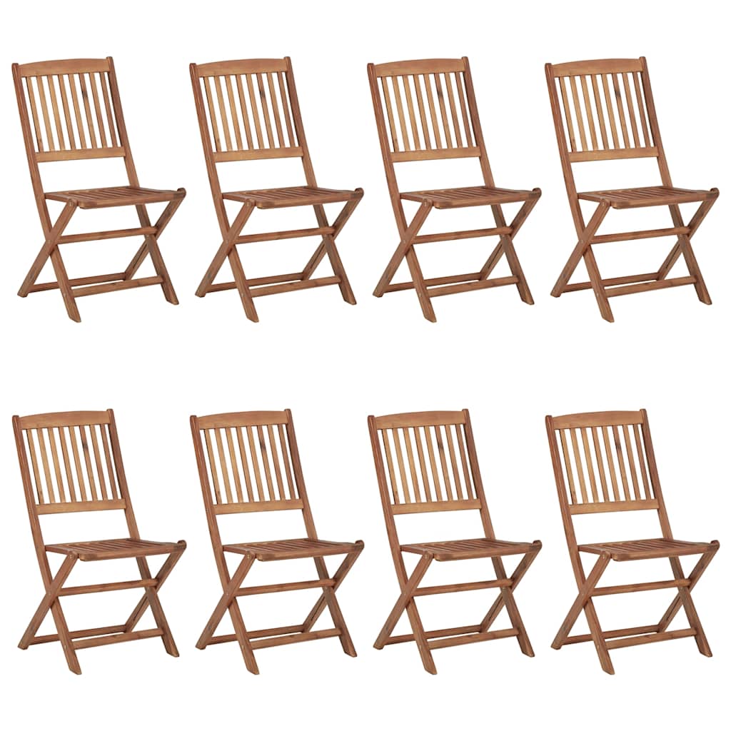 vidaXL Składane krzesła ogrodowe z poduszkami, 8 szt., drewno akacjowe