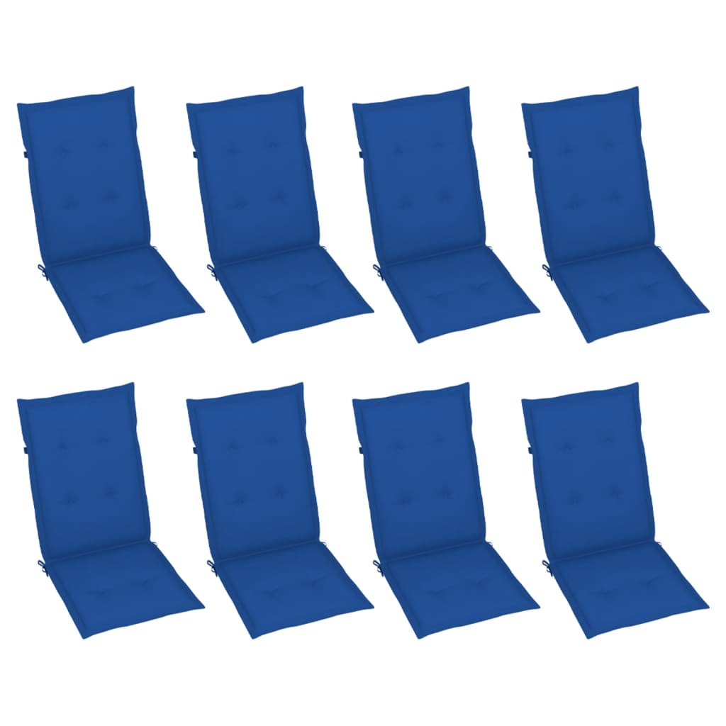 vidaXL Rozkładane krzesła ogrodowe z poduszkami, 8 szt., lita akacja
