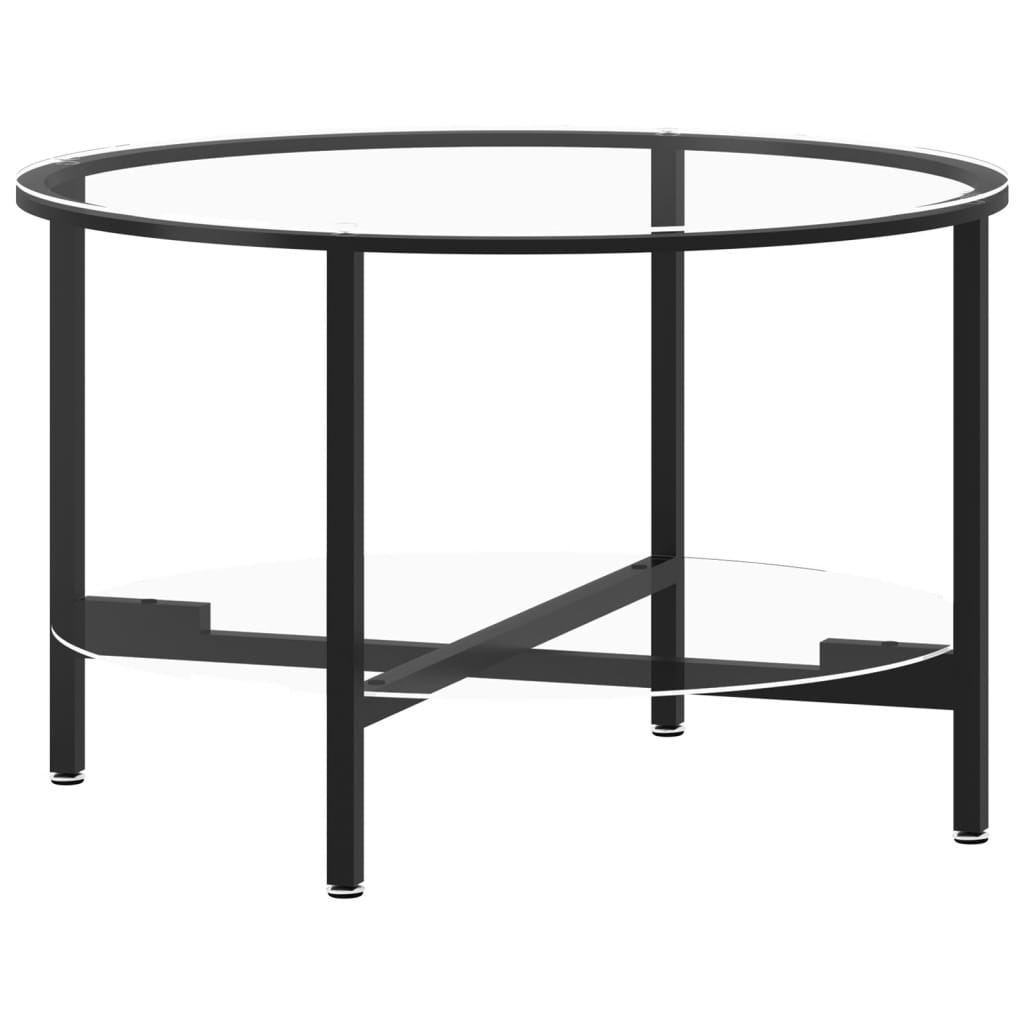 vidaXL Stolik herbaciany, czarna rama i szkło hartowane, 70 cm