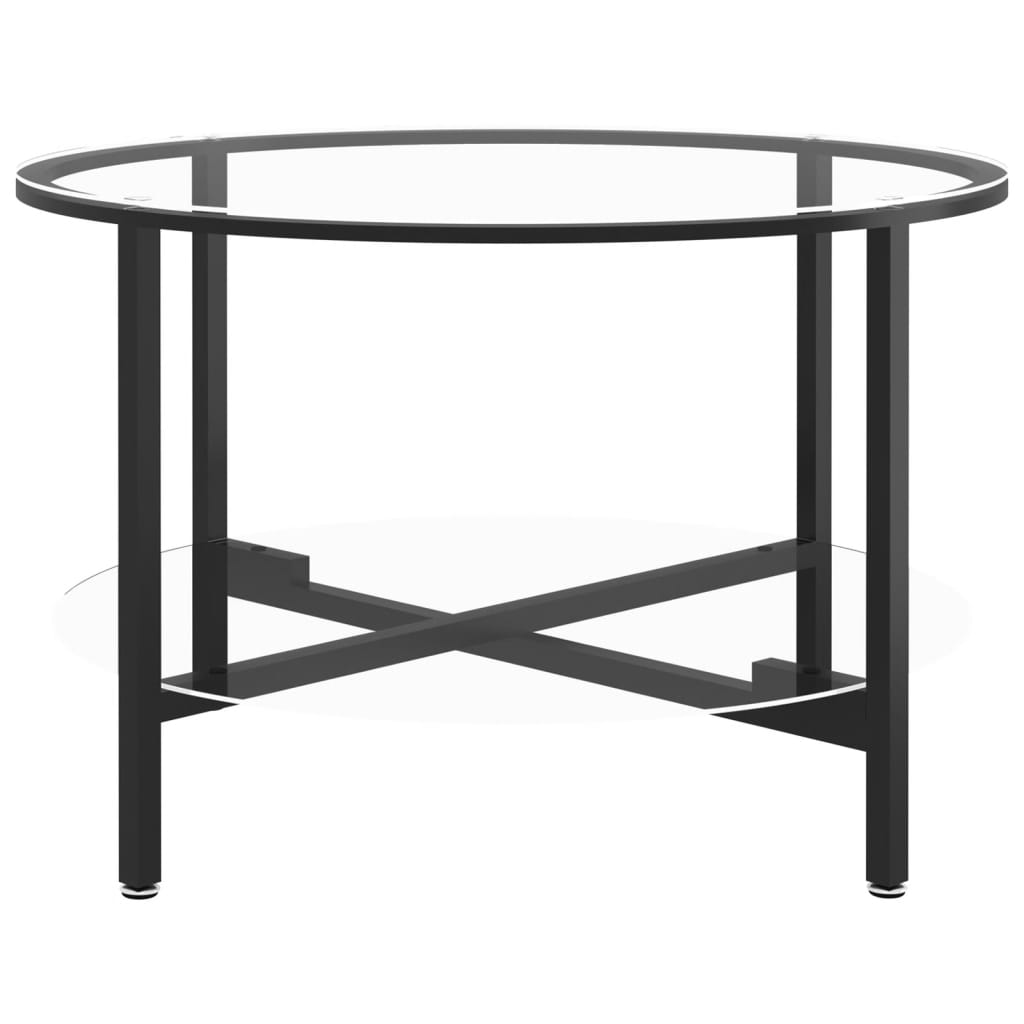vidaXL Stolik herbaciany, czarna rama i szkło hartowane, 70 cm