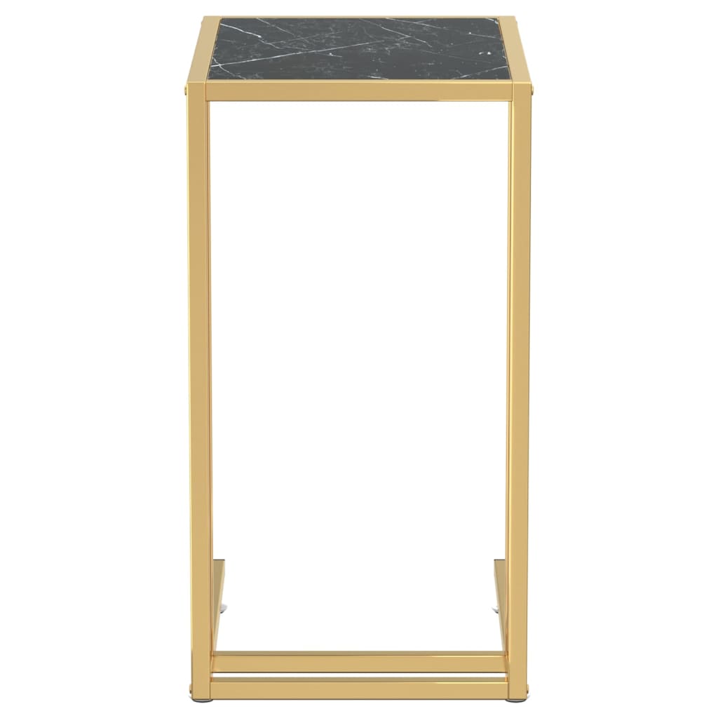 vidaXL Komputerowy stolik boczny, czarny marmur, 50x35x65 cm