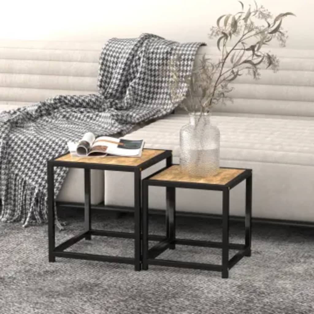 vidaXL Stoliki herbaciane, 2 szt., MDF, czarno-żółte