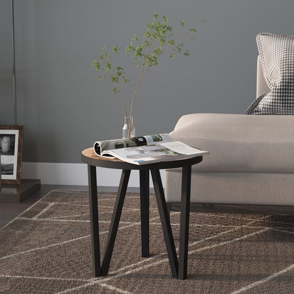 vidaXL Stolik herbaciany, czarno-żółty, Ø35 cm, MDF
