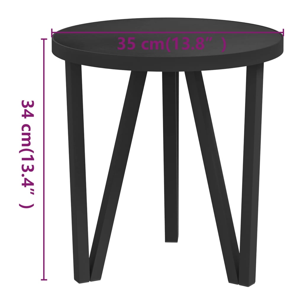 vidaXL Stolik herbaciany, czarny, Ø35 cm, MDF