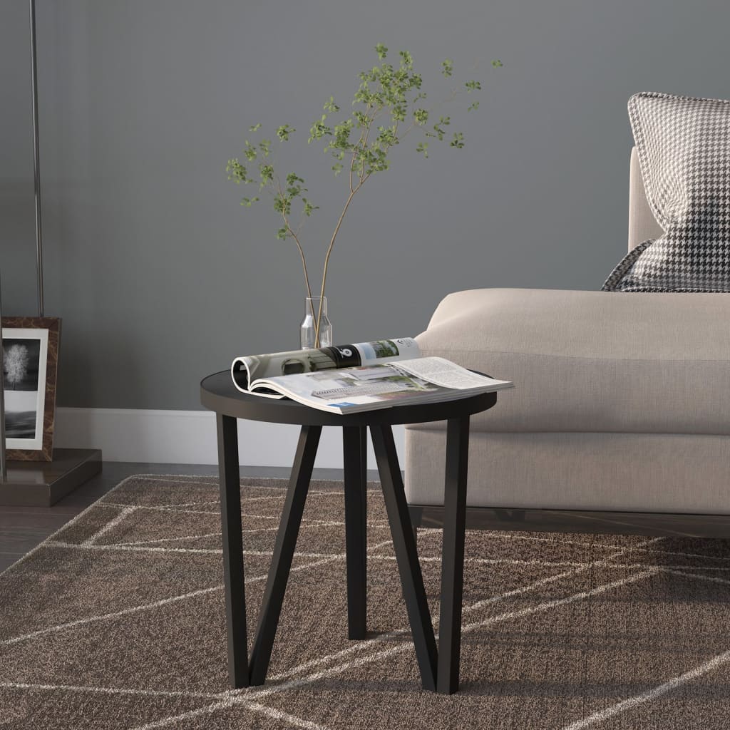 vidaXL Stolik herbaciany, czarny, Ø35 cm, MDF