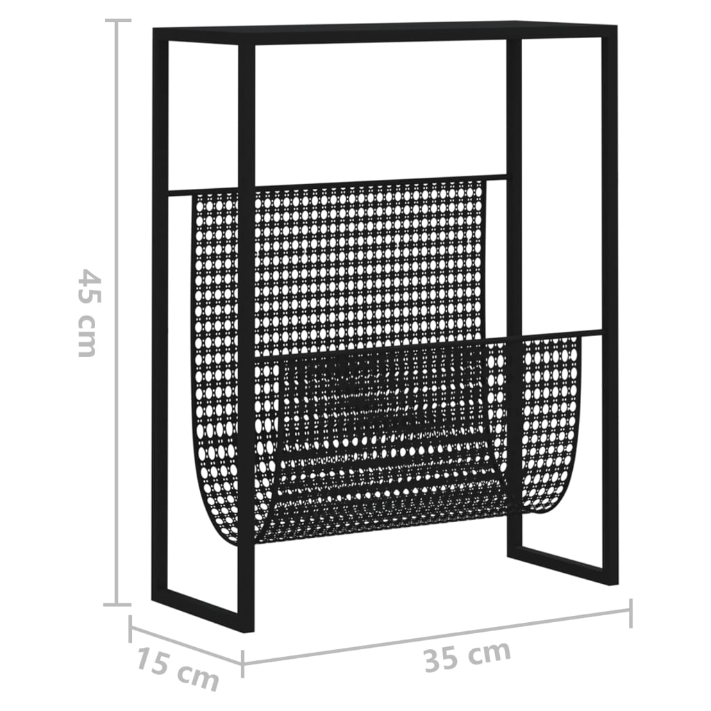 vidaXL Stojak na gazety, czarny, 35x15x45 cm, stal
