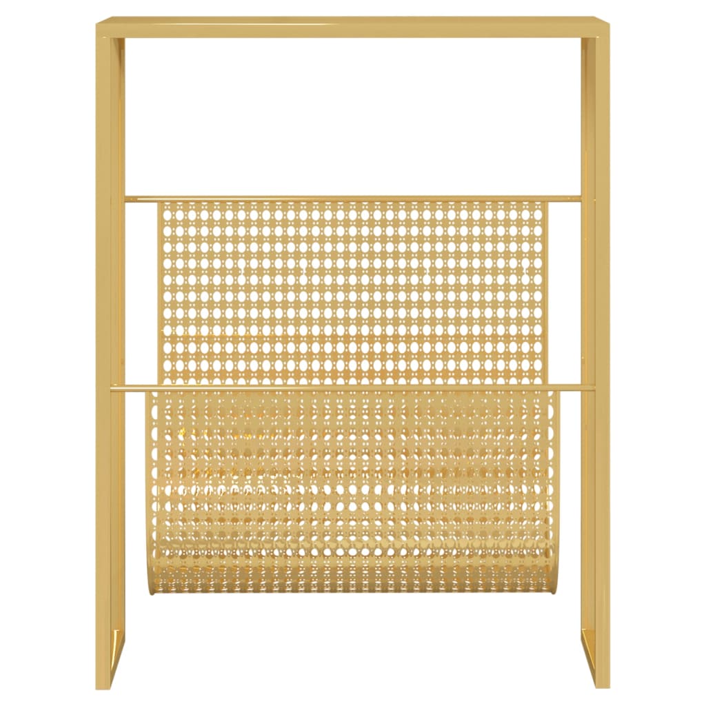 vidaXL Stojak na gazety, złoty, 35x15x45 cm, stal