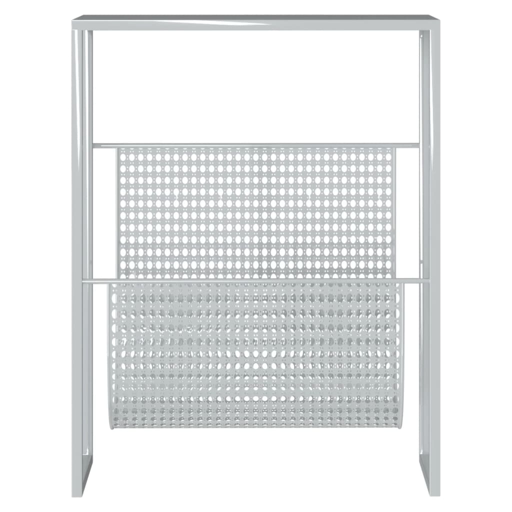 vidaXL Stojak na gazety, srebrny, 35x15x45 cm, stal