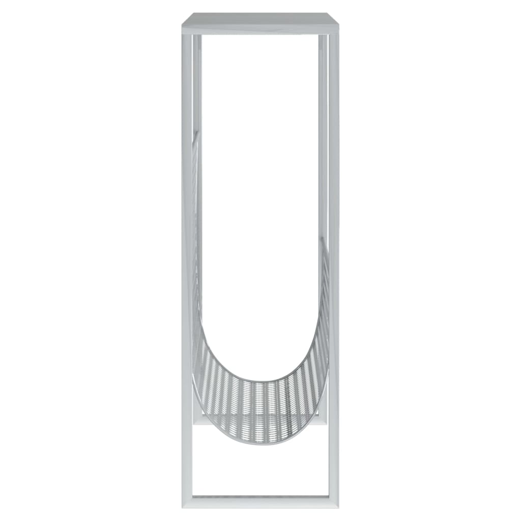 vidaXL Stojak na gazety, srebrny, 35x15x45 cm, stal