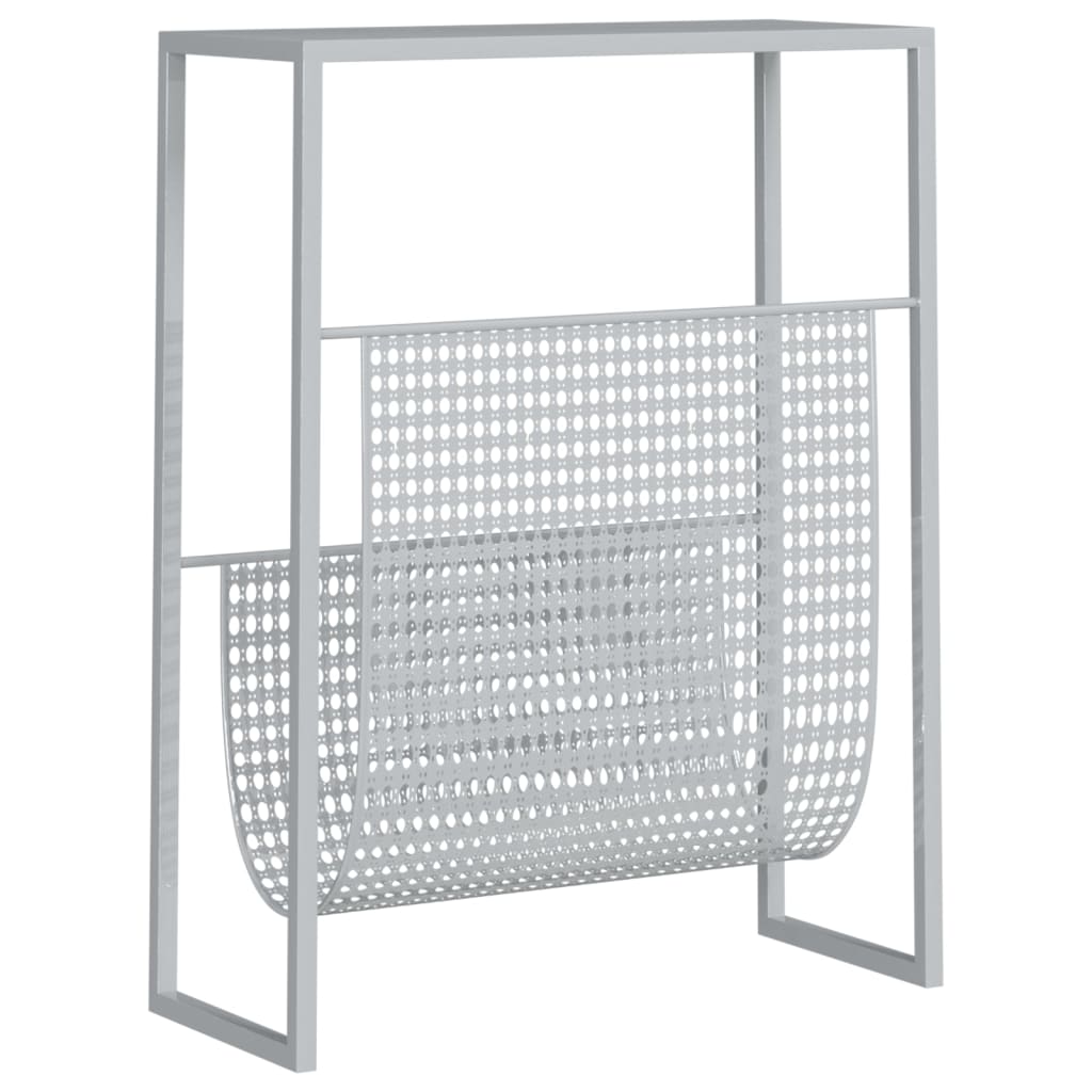 vidaXL Stojak na gazety, srebrny, 35x15x45 cm, stal
