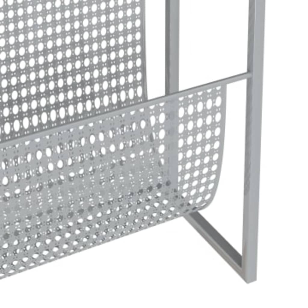 vidaXL Stojak na gazety, srebrny, 35x15x45 cm, stal