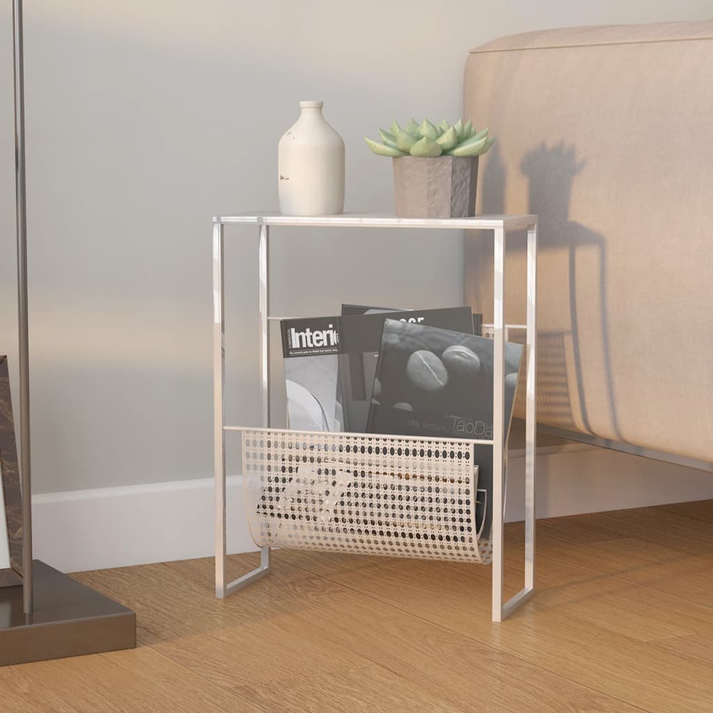 vidaXL Stojak na gazety, srebrny, 35x15x45 cm, stal