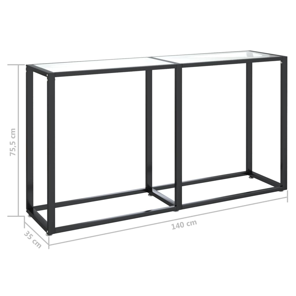 vidaXL Konsola, przezroczysta, 140x35x75,5 cm, szkło hartowane
