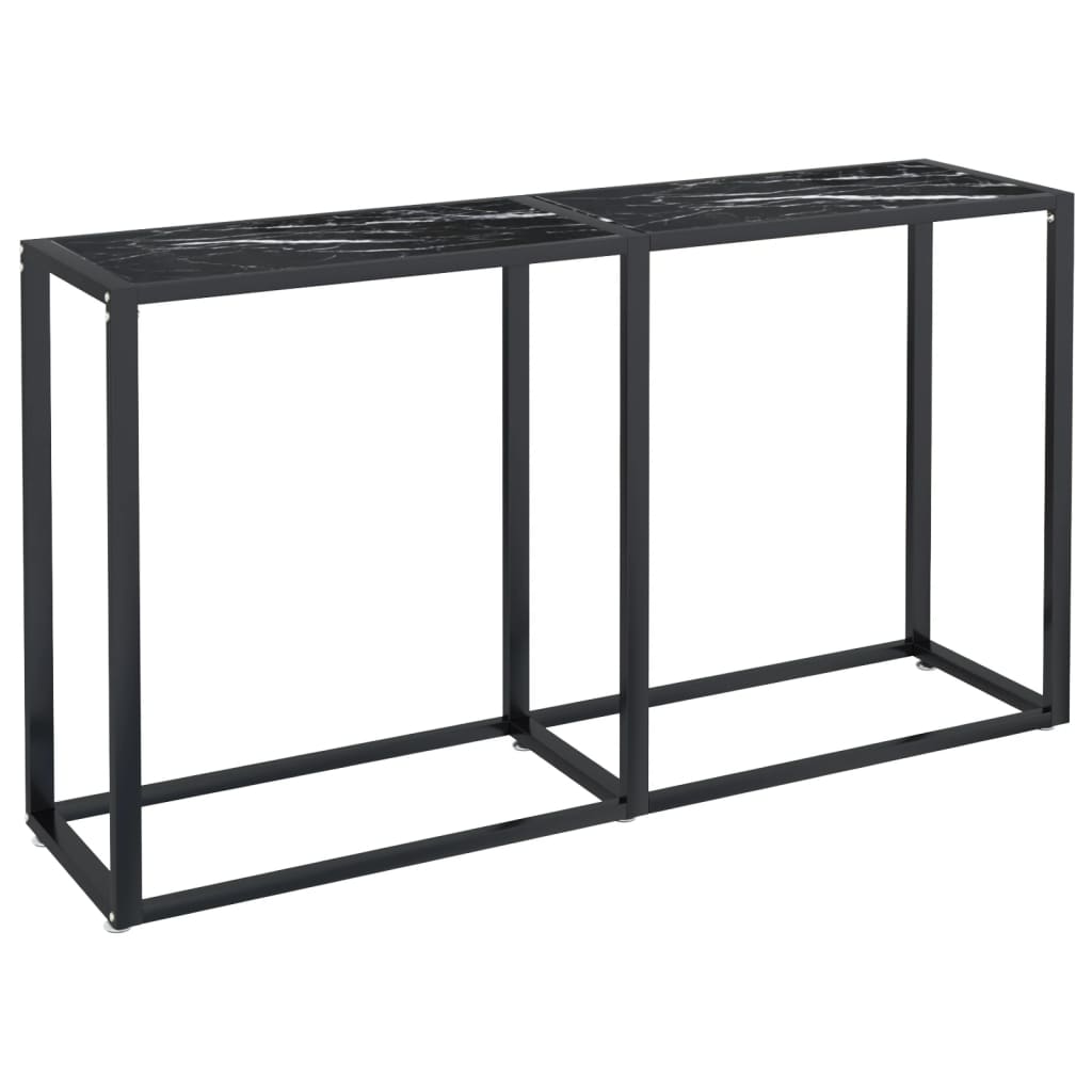 vidaXL Konsola, czarny marmur, 140x35x75,5 cm, szkło hartowane