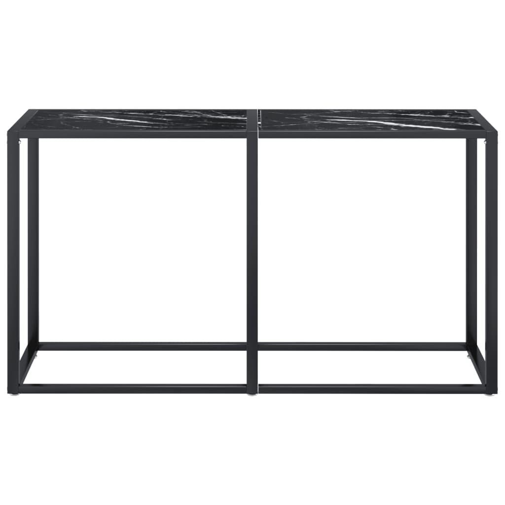 vidaXL Konsola, czarny marmur, 140x35x75,5 cm, szkło hartowane