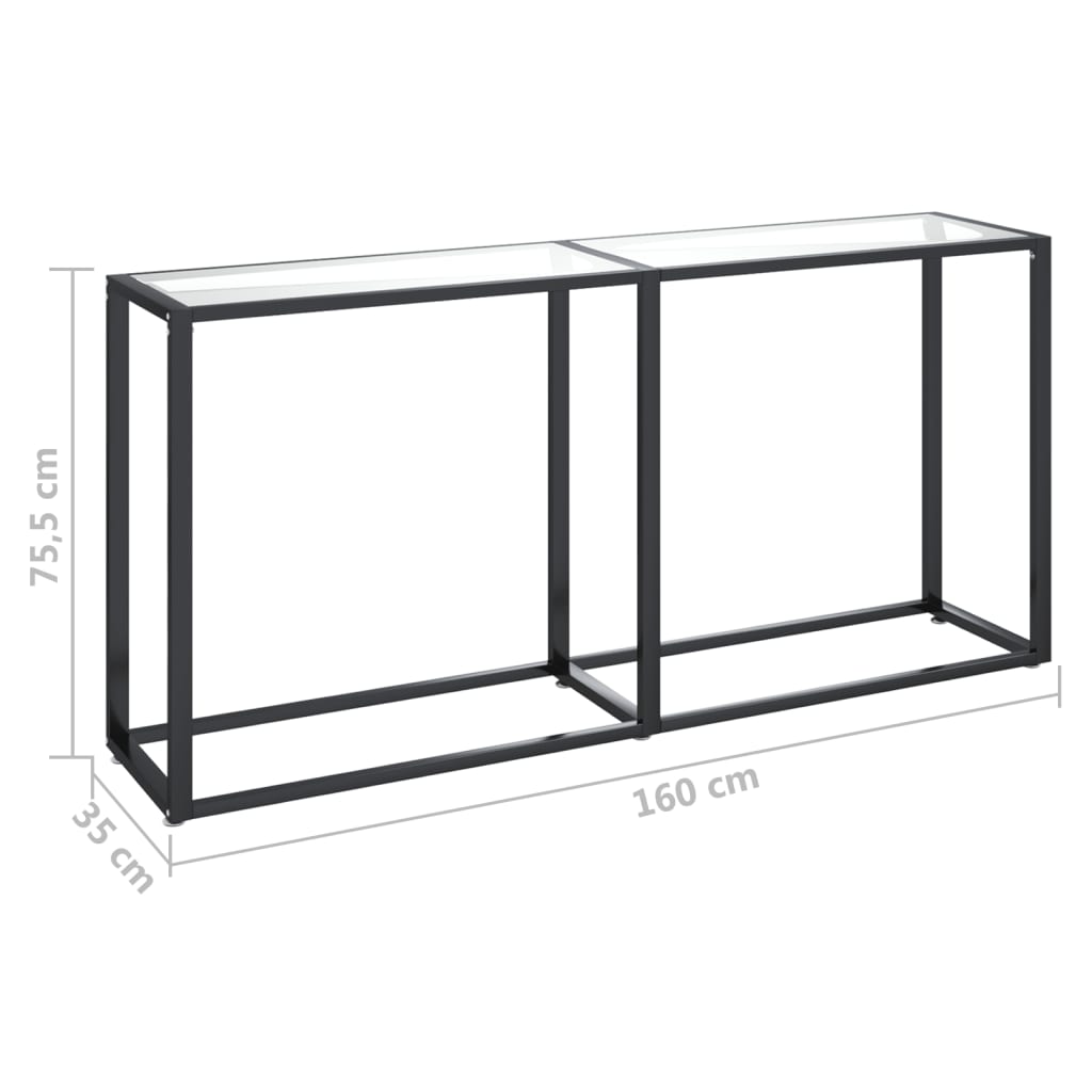 vidaXL Konsola, przezroczysta, 160x35x75,5 cm, szkło hartowane