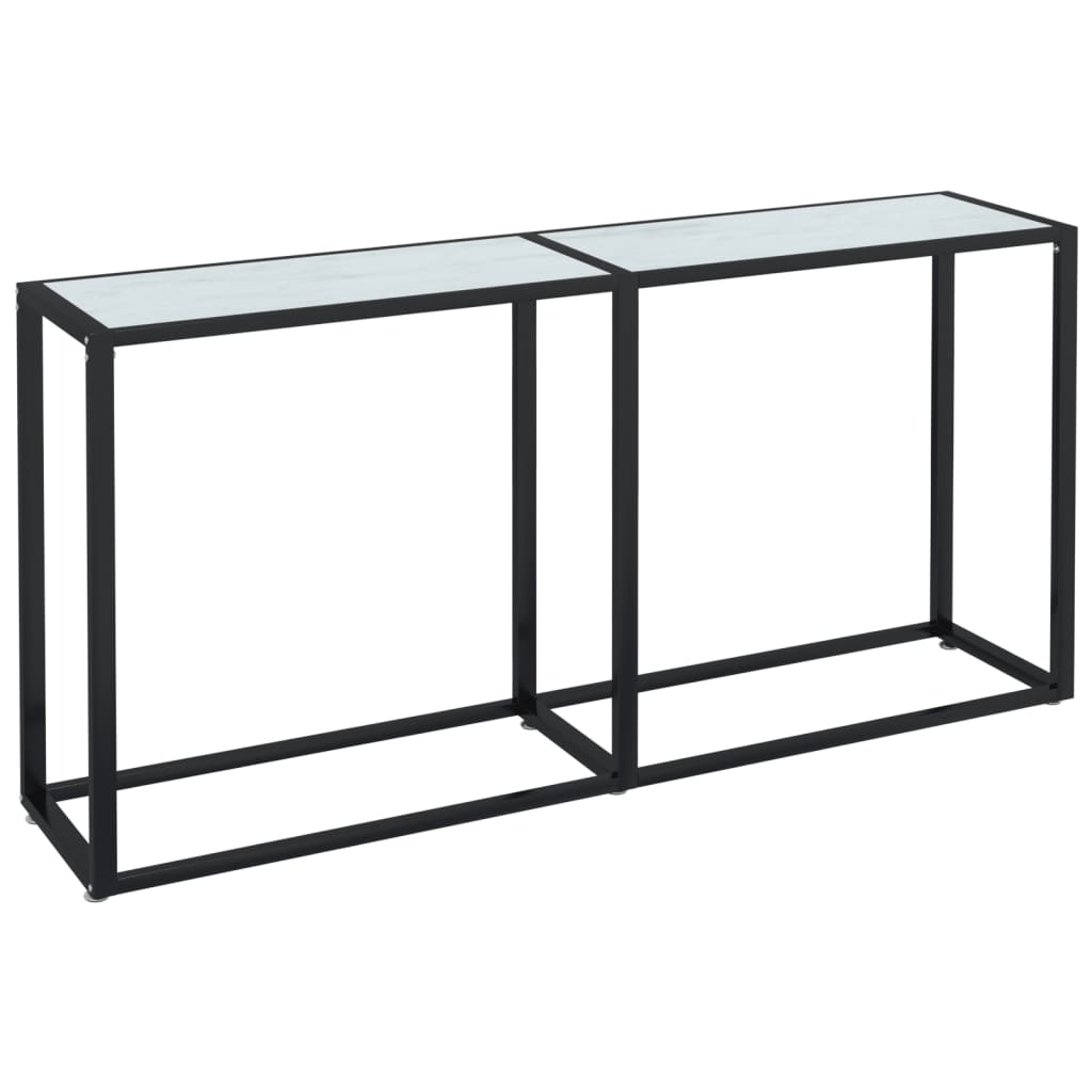 vidaXL Konsola, biały marmur, 160x35x75,5 cm, szkło hartowane