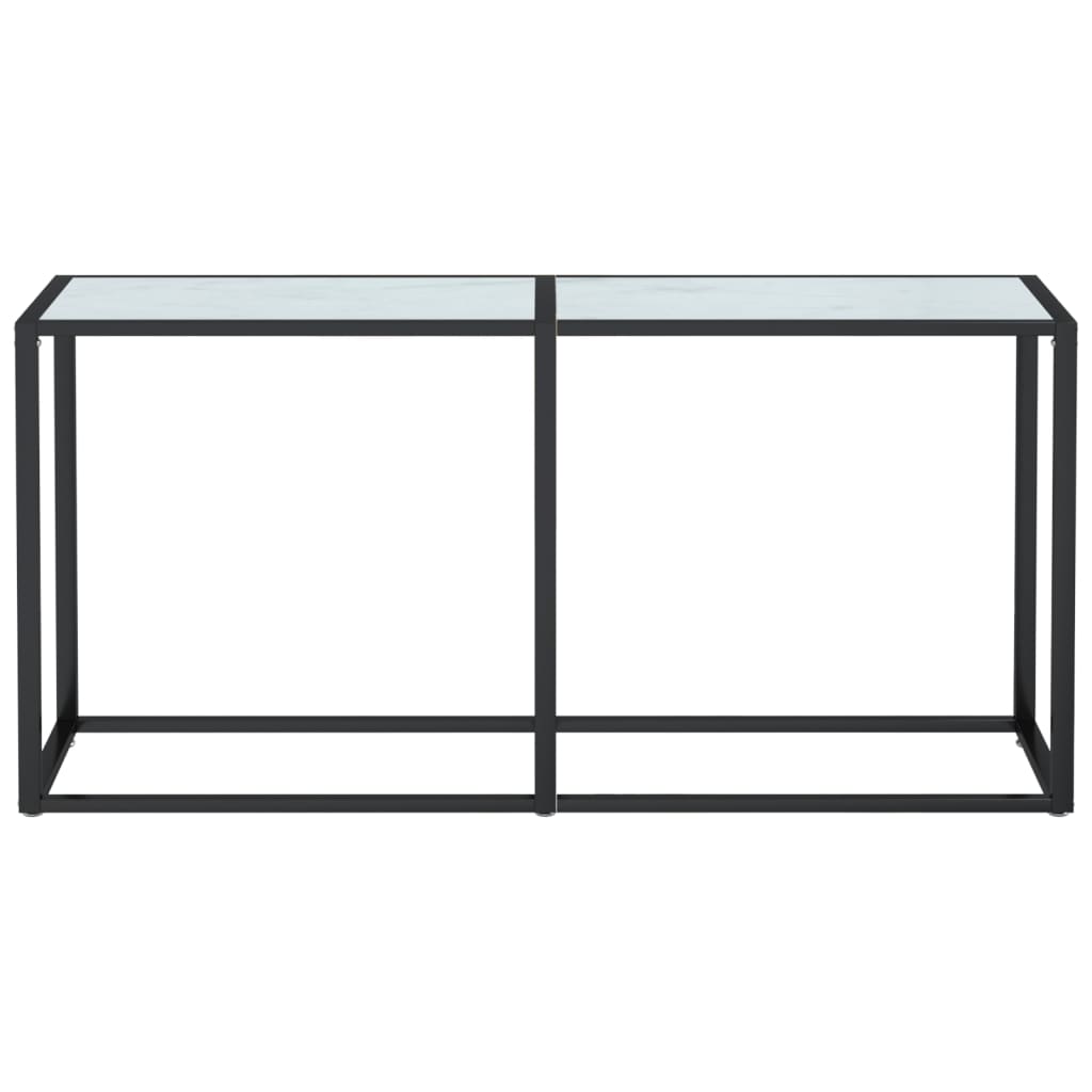 vidaXL Konsola, biały marmur, 160x35x75,5 cm, szkło hartowane
