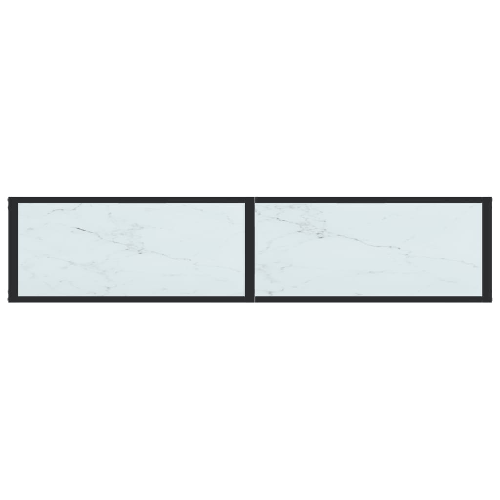 vidaXL Konsola, biały marmur, 160x35x75,5 cm, szkło hartowane
