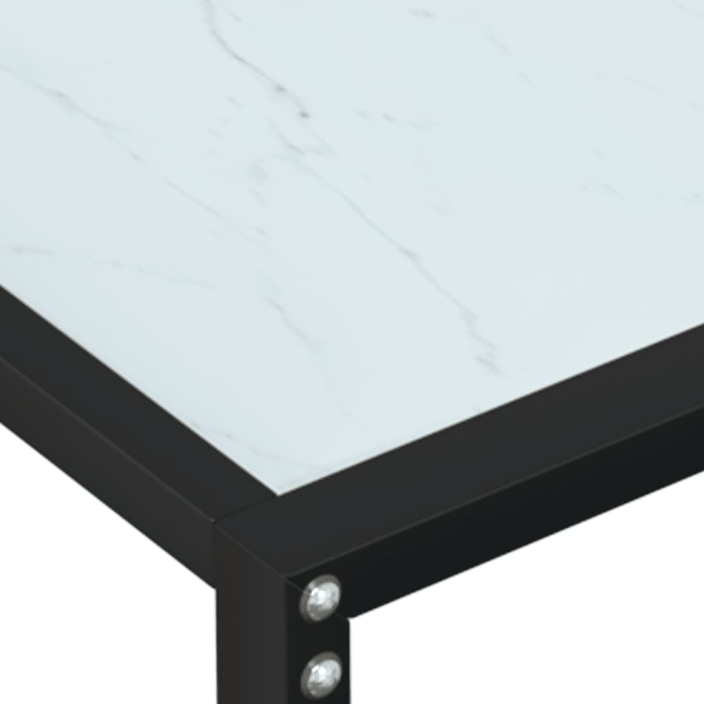 vidaXL Konsola, biały marmur, 160x35x75,5 cm, szkło hartowane
