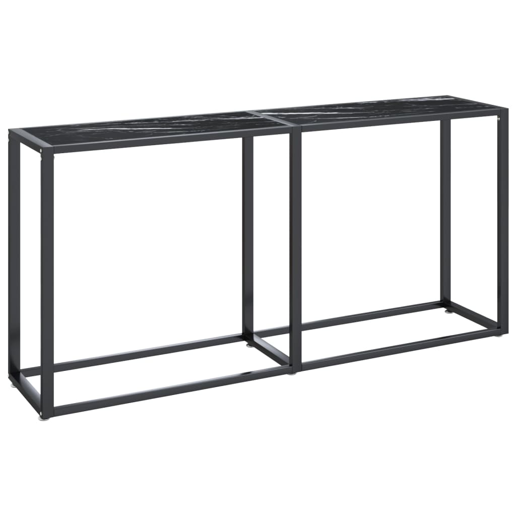 vidaXL Konsola, czarny marmur, 160x35x75,5 cm, szkło hartowane