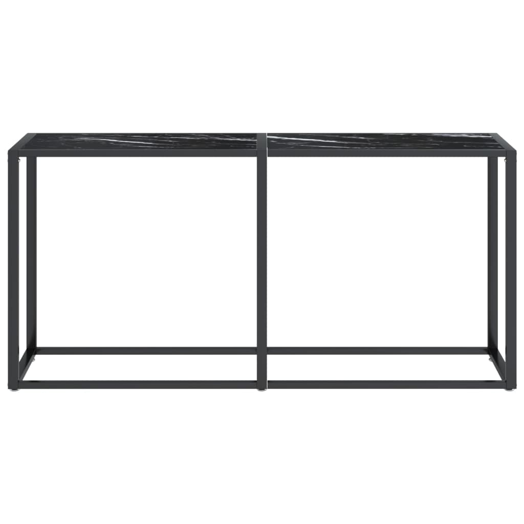 vidaXL Konsola, czarny marmur, 160x35x75,5 cm, szkło hartowane