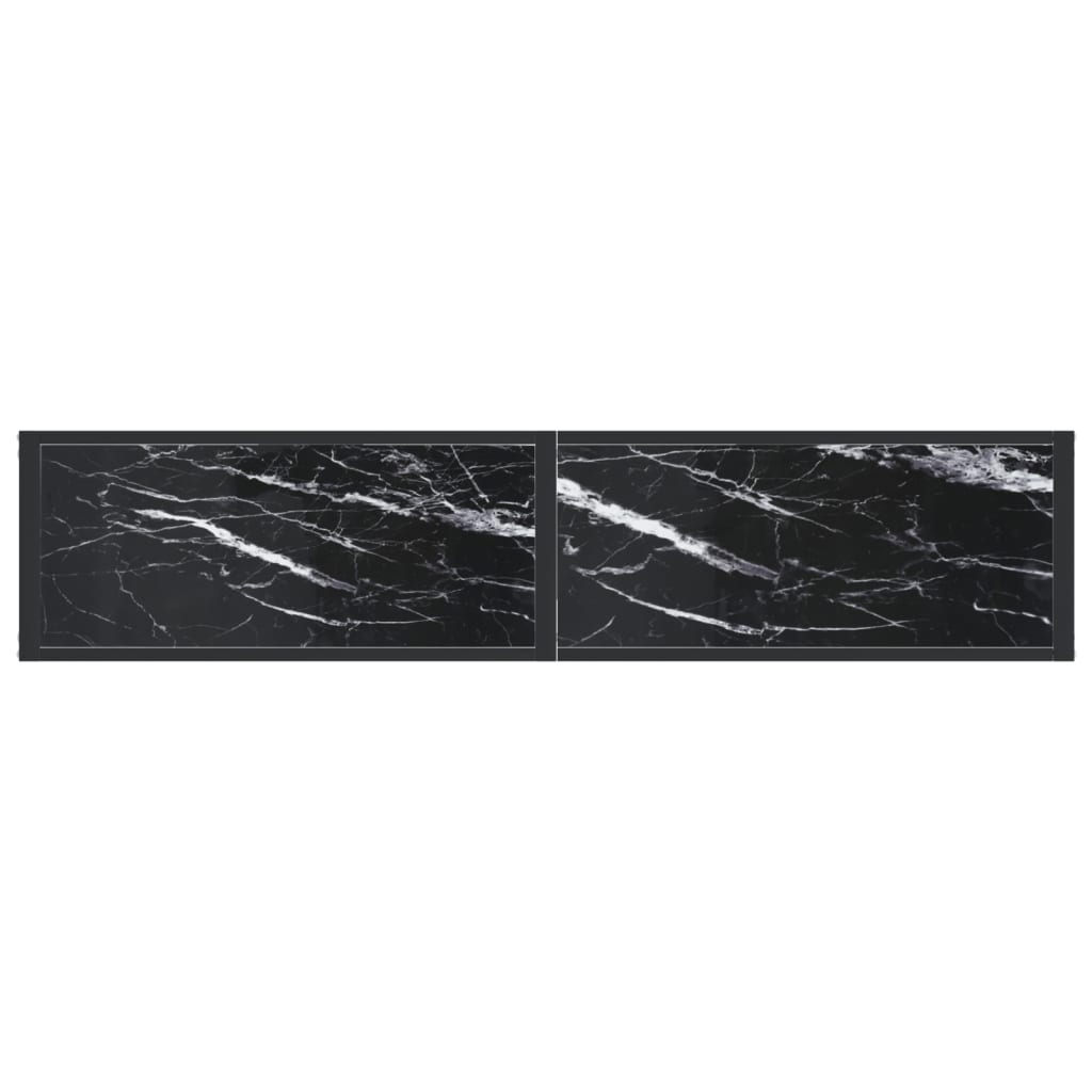 vidaXL Konsola, czarny marmur, 160x35x75,5 cm, szkło hartowane