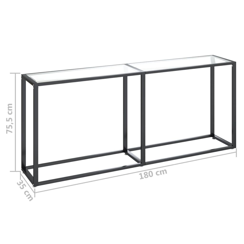 vidaXL Konsola, przezroczysta, 180x35x75,5 cm, szkło hartowane