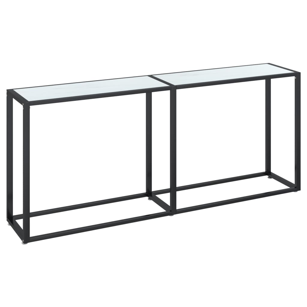 vidaXL Konsola, biały marmur, 180x35x75,5 cm, szkło hartowane
