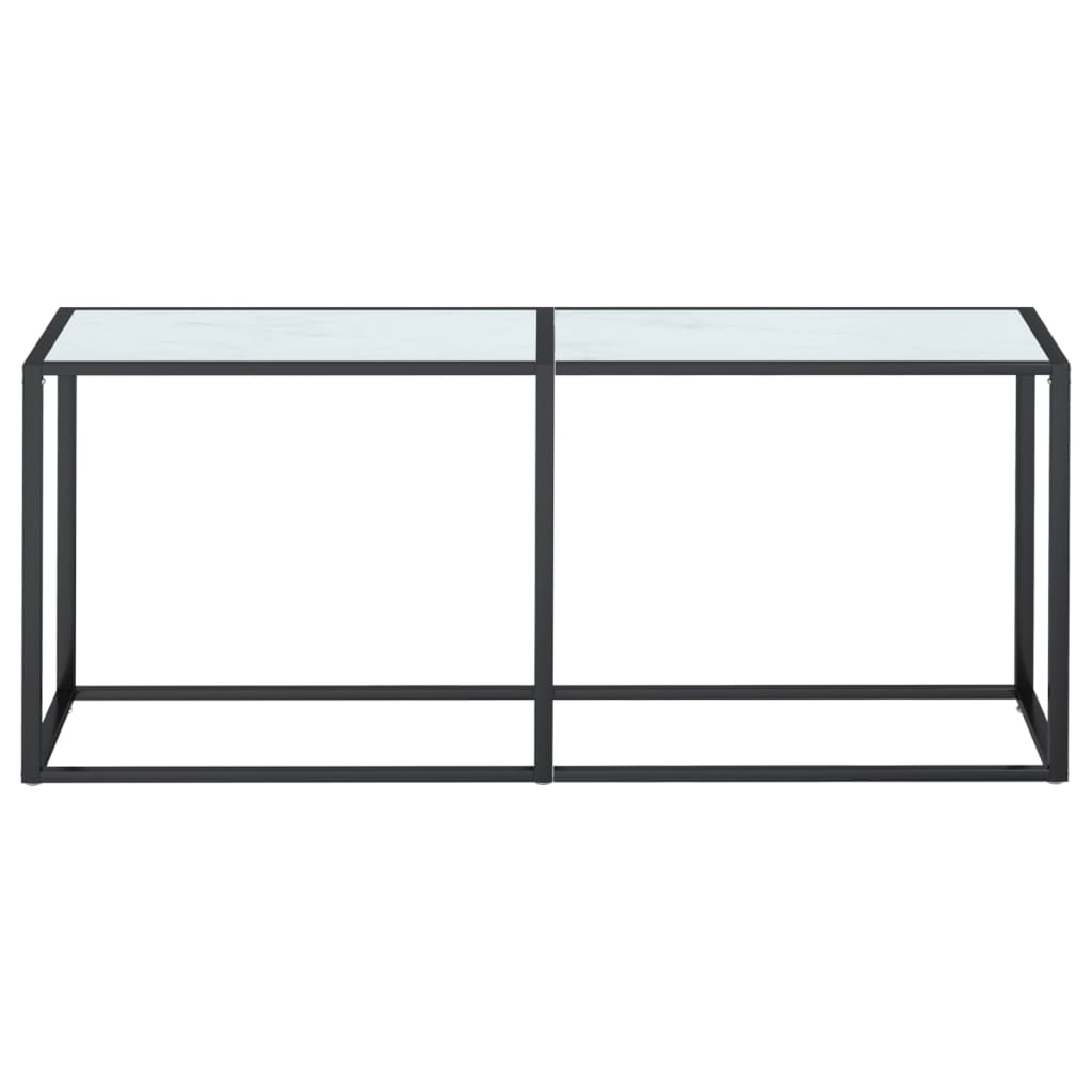 vidaXL Konsola, biały marmur, 180x35x75,5 cm, szkło hartowane