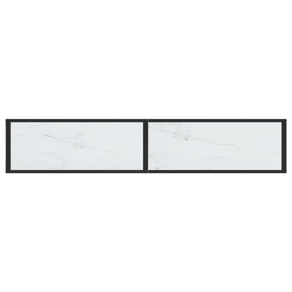 vidaXL Konsola, biały marmur, 180x35x75,5 cm, szkło hartowane
