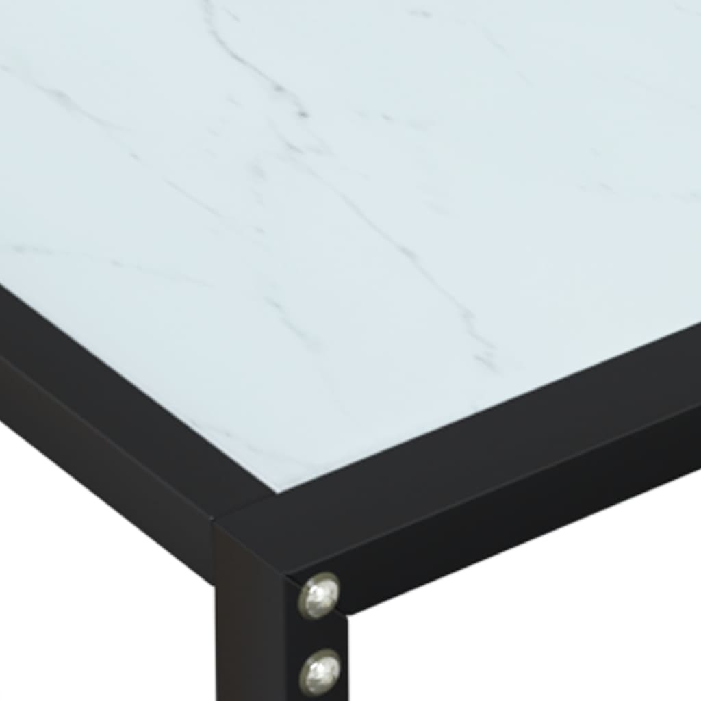 vidaXL Konsola, biały marmur, 180x35x75,5 cm, szkło hartowane
