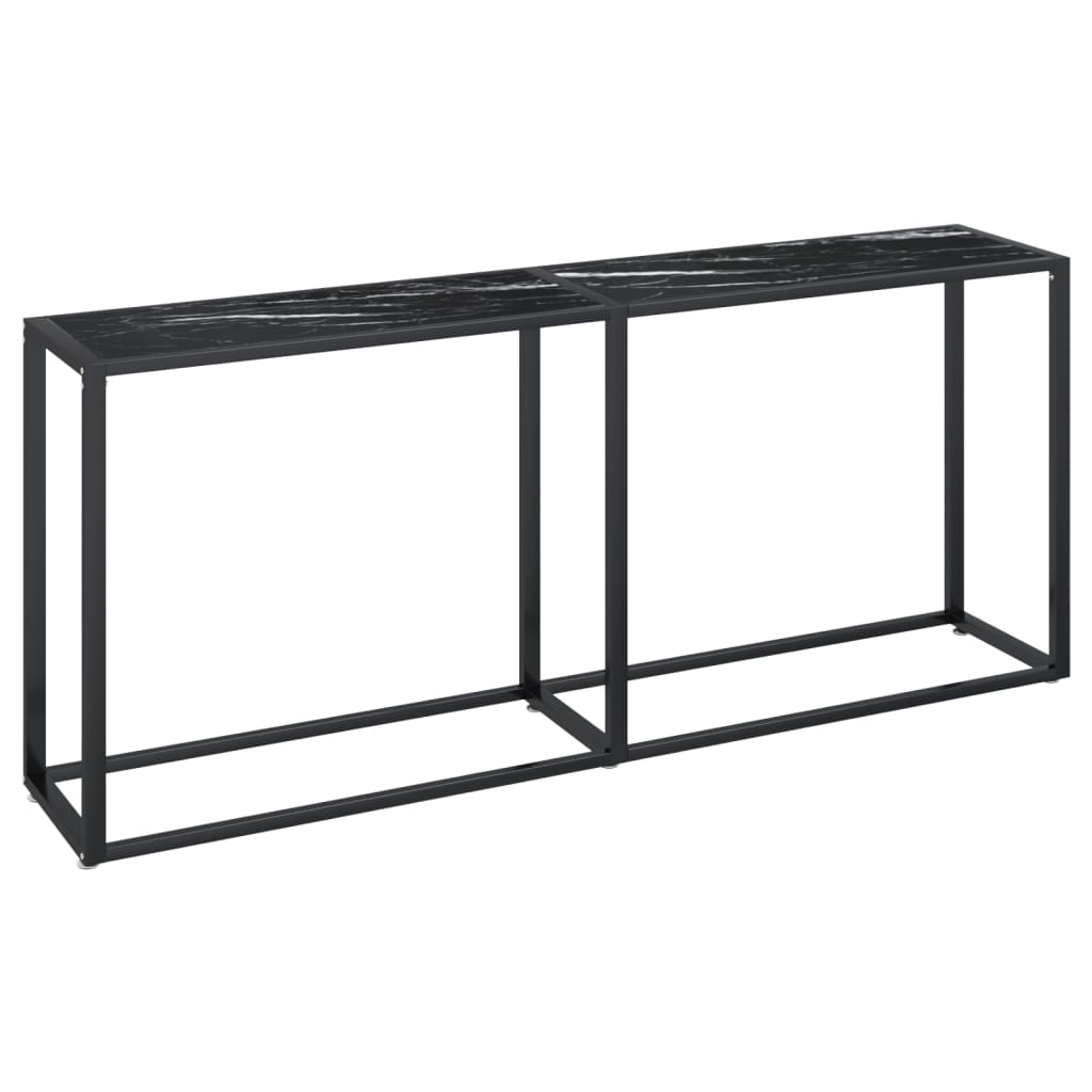vidaXL Konsola, czarny marmur, 180x35x75,5 cm, szkło hartowane