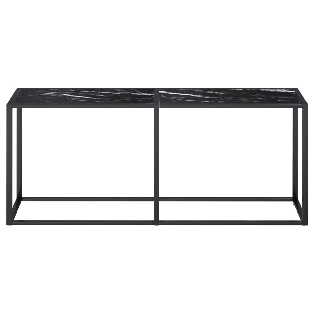 vidaXL Konsola, czarny marmur, 180x35x75,5 cm, szkło hartowane