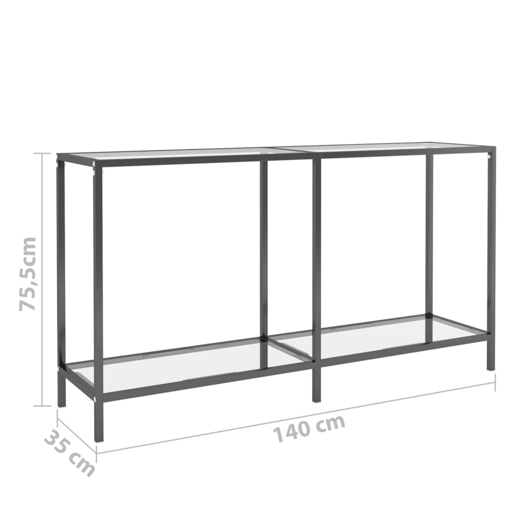 vidaXL Stolik konsolowy, przezroczysty, 140x35x75,5cm, szkło hartowane