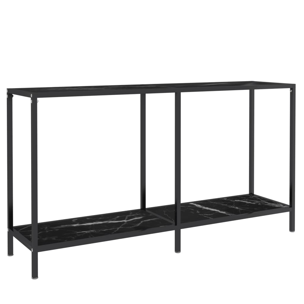 vidaXL Stolik konsolowy, czarny, 140x35x75,5 cm, szkło hartowane