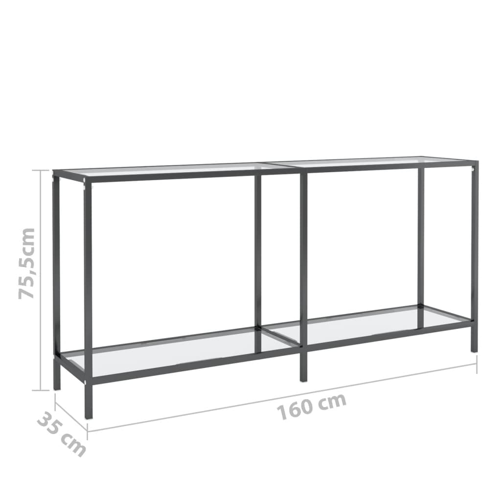 vidaXL Stolik konsolowy, przezroczysty, 160x35x75,5cm, szkło hartowane