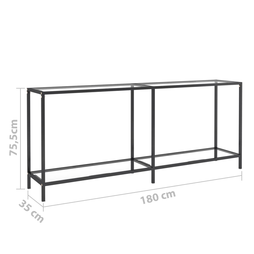 vidaXL Stolik konsolowy, przezroczysty, 180x35x75,5cm, szkło hartowane