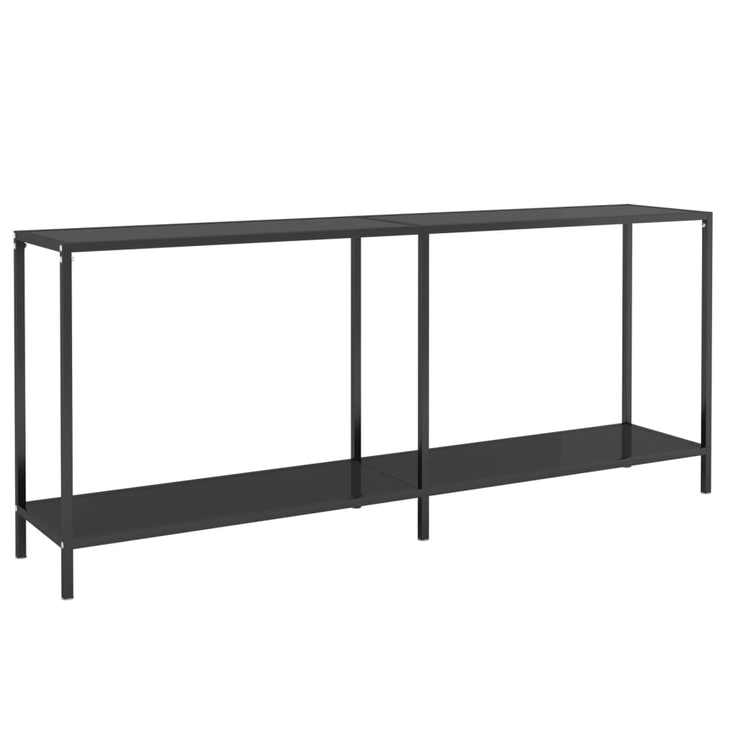 vidaXL Stolik konsolowy, czarny, 180x35x75,5 cm, szkło hartowane