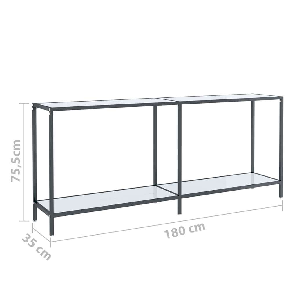 vidaXL Stolik konsolowy, biały, 180x35x75,5 cm, szkło hartowane