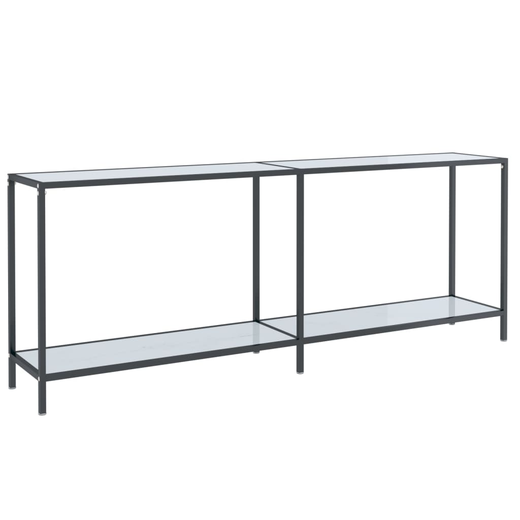 vidaXL Stolik konsolowy, biały, 200x35x75,5 cm, szkło hartowane